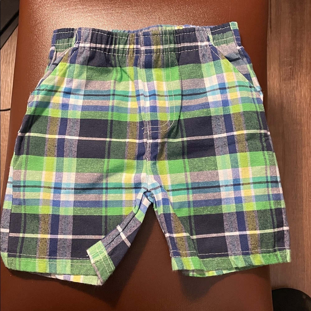 Kids Headquarters Plaid elastic waist shorts 24M